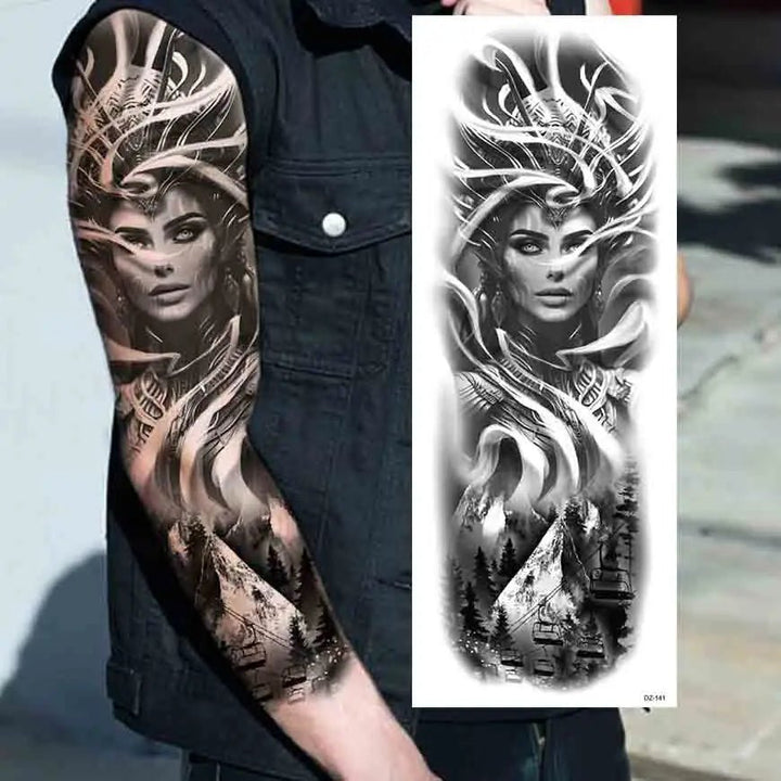 Wilder Temporary Tattoo Sleeve | Maori, Wolf, Lion, Tiger Designs