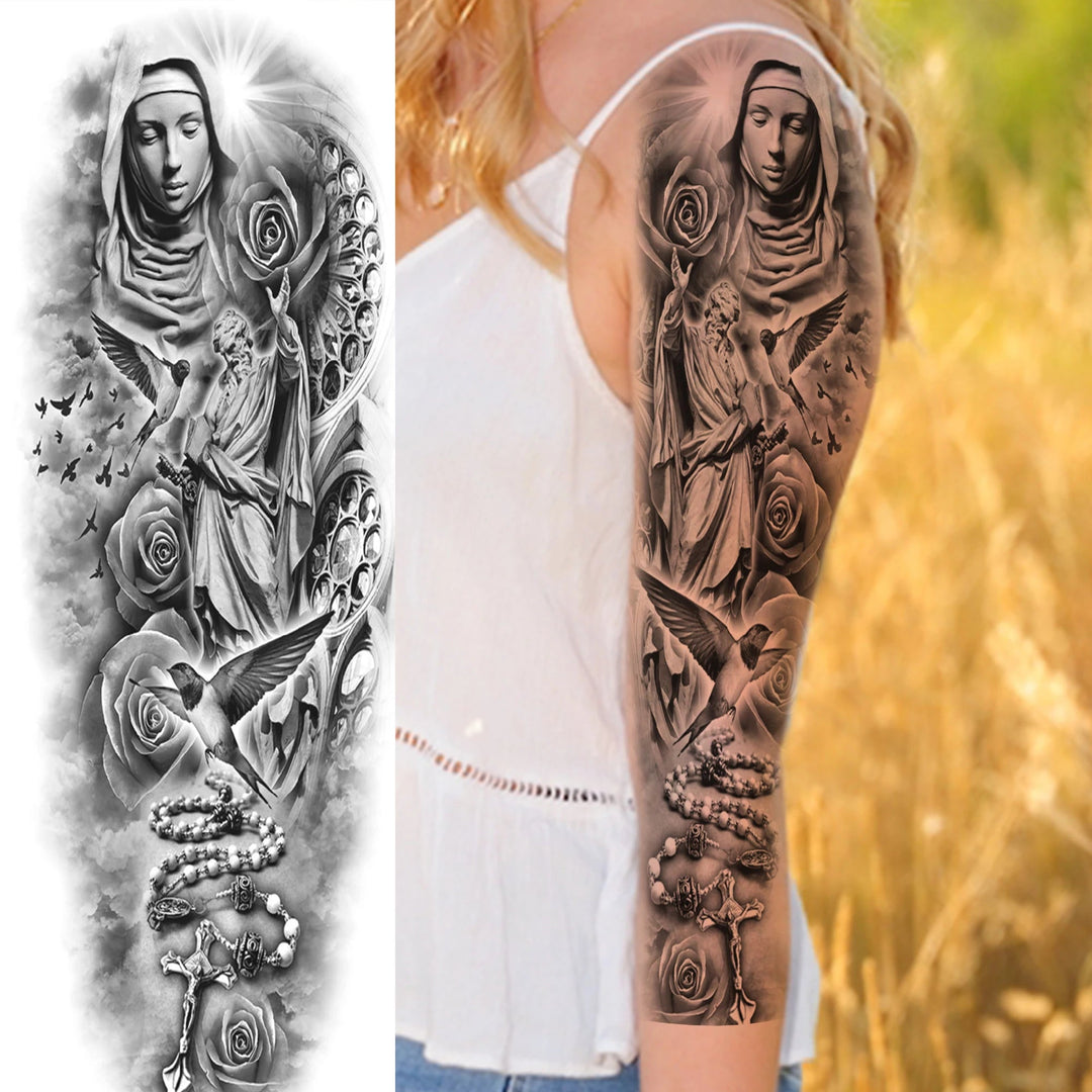 Wilder Temporary Tattoo Sleeve | Maori, Wolf, Lion, Tiger Designs