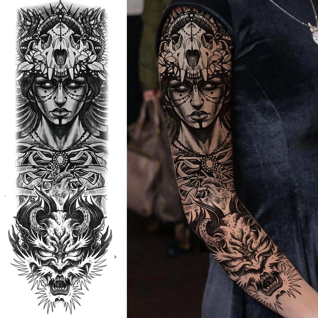 Wilder Temporary Tattoo Sleeve | Maori, Wolf, Lion, Tiger Designs