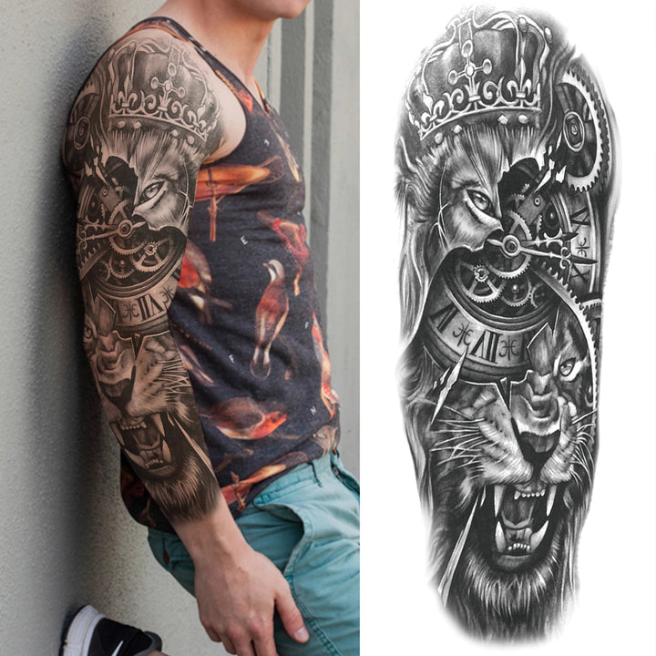 Wilder Temporary Tattoo Sleeve | Maori, Wolf, Lion, Tiger Designs