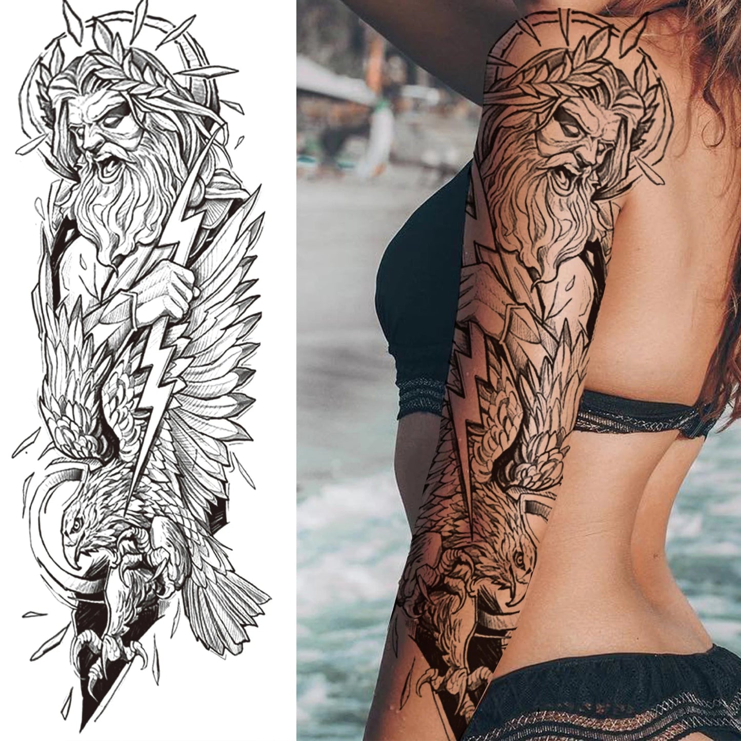 Wilder Temporary Tattoo Sleeve | Maori, Wolf, Lion, Tiger Designs