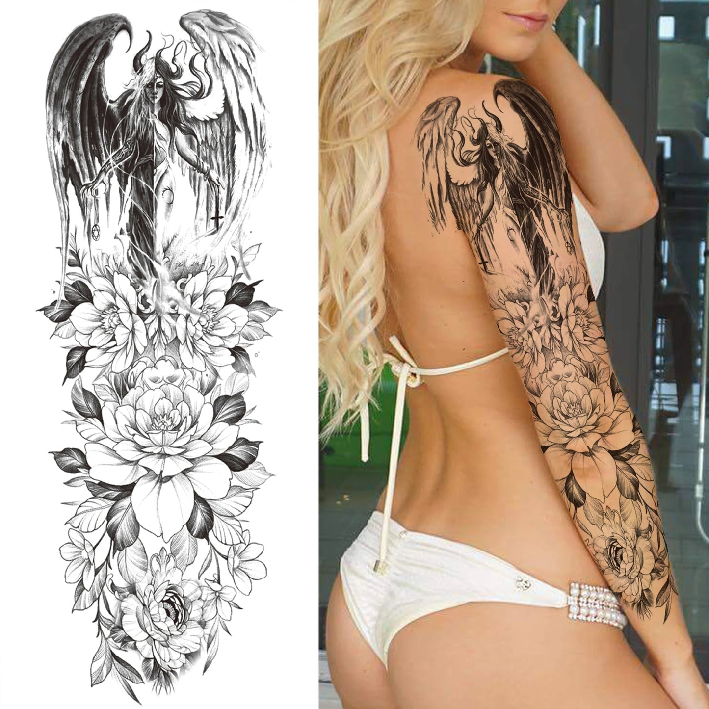 Wilder Temporary Tattoo Sleeve | Maori, Wolf, Lion, Tiger Designs