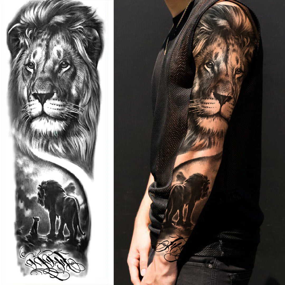 Wilder Temporary Tattoo Sleeve | Maori, Wolf, Lion, Tiger Designs
