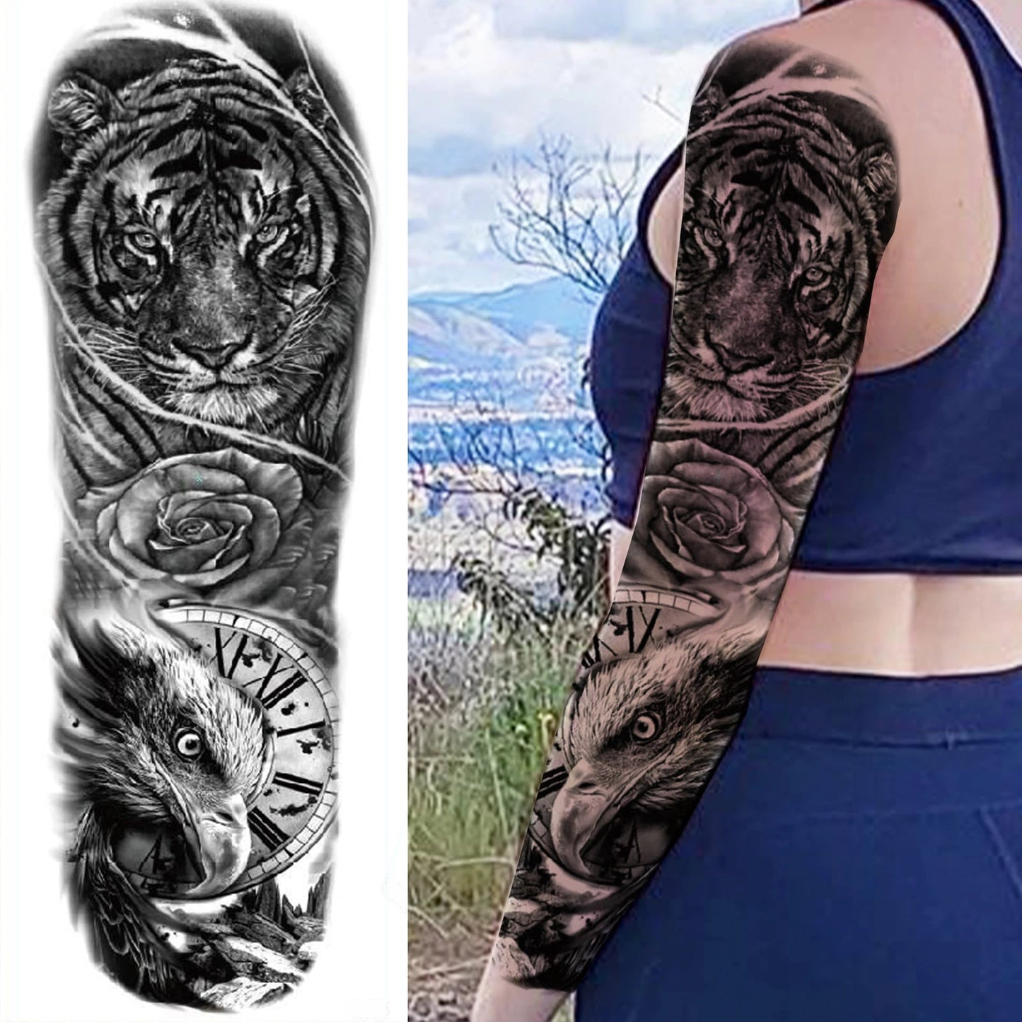 Wilder Temporary Tattoo Sleeve | Maori, Wolf, Lion, Tiger Designs