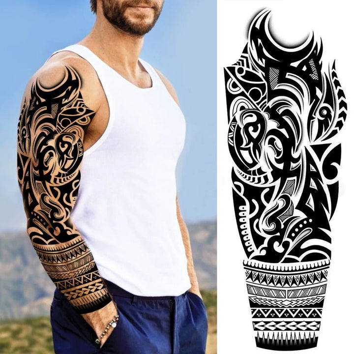 Wilder Temporary Tattoo Sleeve | Maori, Wolf, Lion, Tiger Designs