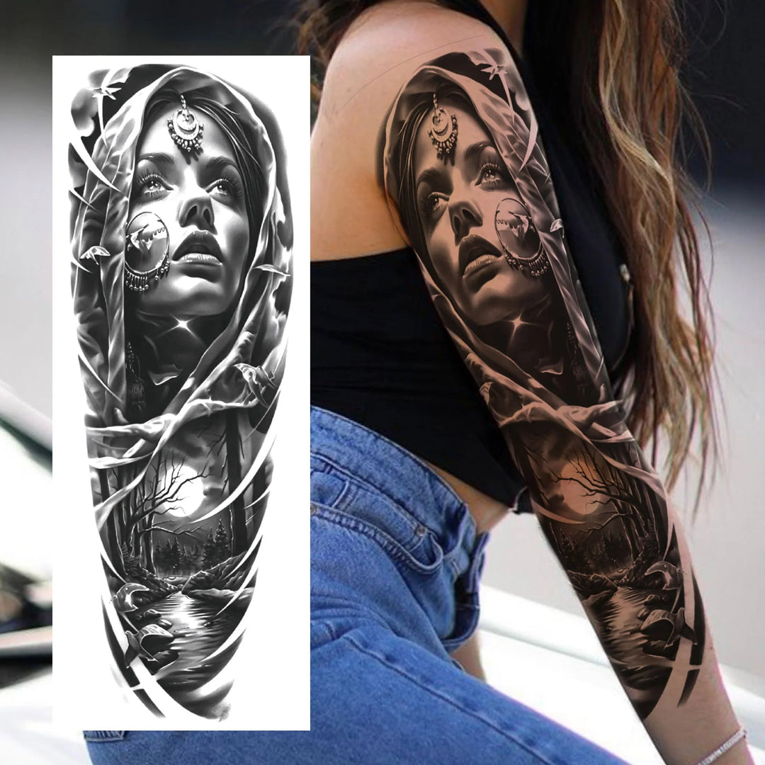 Wilder Temporary Tattoo Sleeve | Maori, Wolf, Lion, Tiger Designs