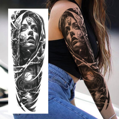 Wilder Temporary Tattoo Sleeve | Maori, Wolf, Lion, Tiger Designs