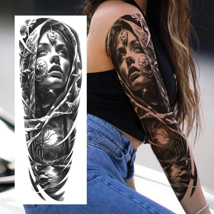 Wilder Temporary Tattoo Sleeve | Maori, Wolf, Lion, Tiger Designs