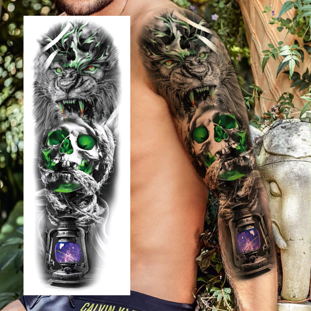 Wilder Temporary Tattoo Sleeve | Maori, Wolf, Lion, Tiger Designs