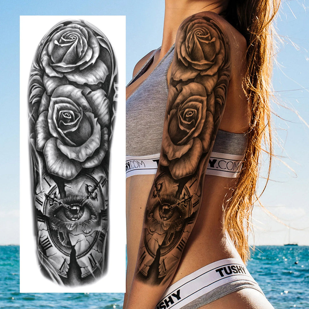 Wilder Temporary Tattoo Sleeve | Maori, Wolf, Lion, Tiger Designs