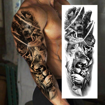 Wilder Temporary Tattoo Sleeve | Maori, Wolf, Lion, Tiger Designs