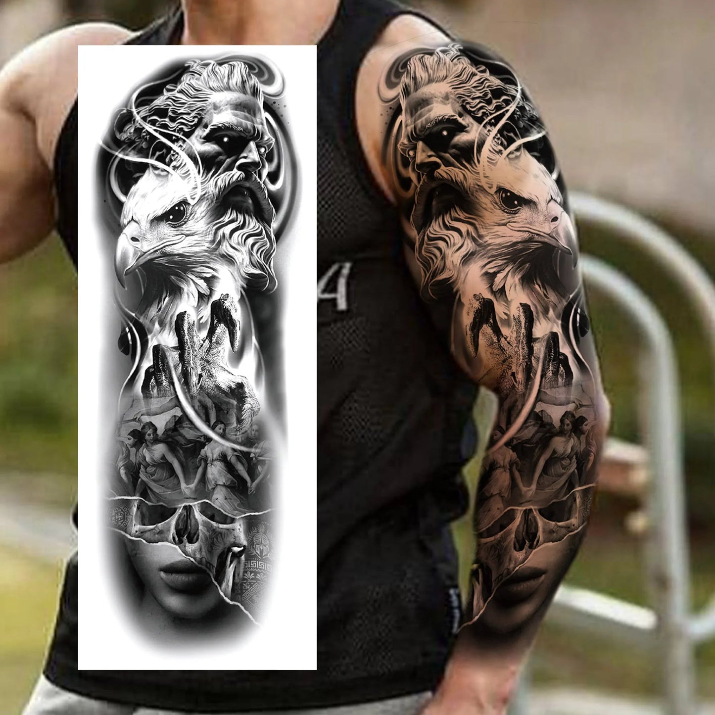 Wilder Temporary Tattoo Sleeve | Maori, Wolf, Lion, Tiger Designs