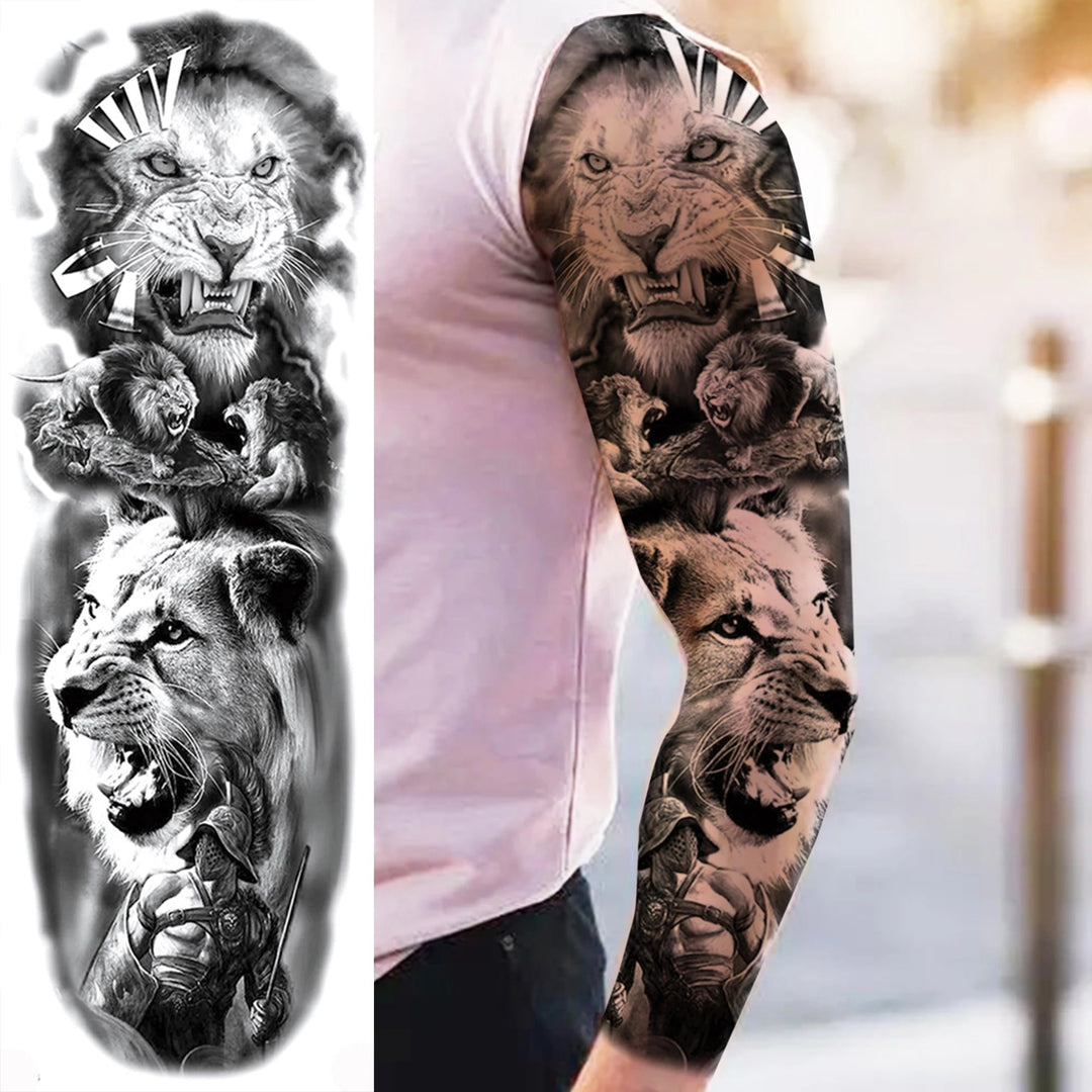 Wilder Temporary Tattoo Sleeve | Maori, Wolf, Lion, Tiger Designs