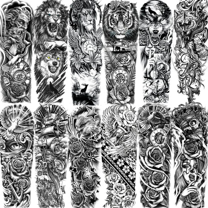 Wilder Temporary Tattoo Sleeve | Maori, Wolf, Lion, Tiger Designs