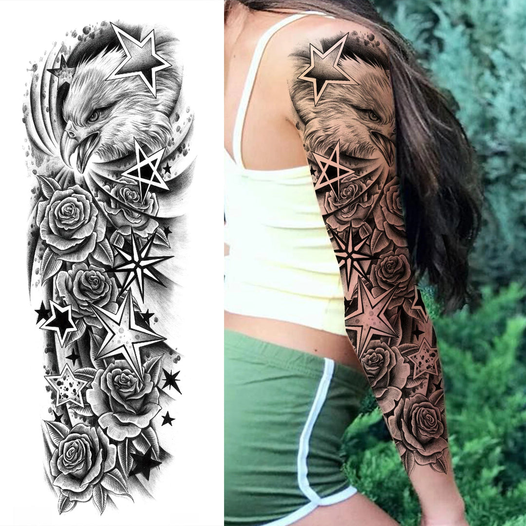 Wilder Temporary Tattoo Sleeve | Maori, Wolf, Lion, Tiger Designs