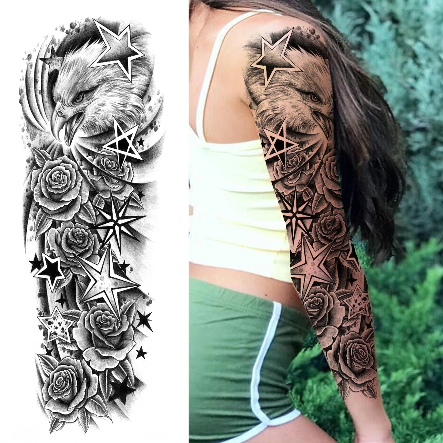 Wilder Temporary Tattoo Sleeve | Maori, Wolf, Lion, Tiger Designs
