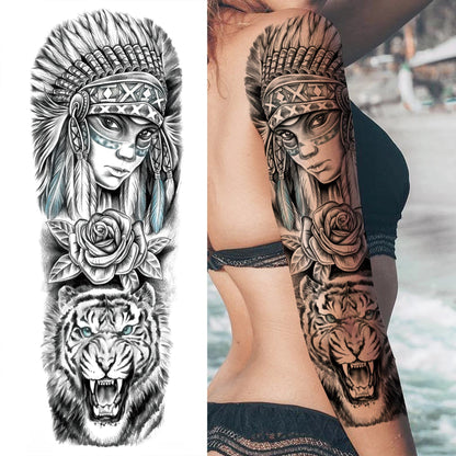 Wilder Temporary Tattoo Sleeve | Maori, Wolf, Lion, Tiger Designs