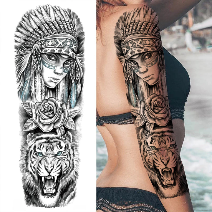 Wilder Temporary Tattoo Sleeve | Maori, Wolf, Lion, Tiger Designs