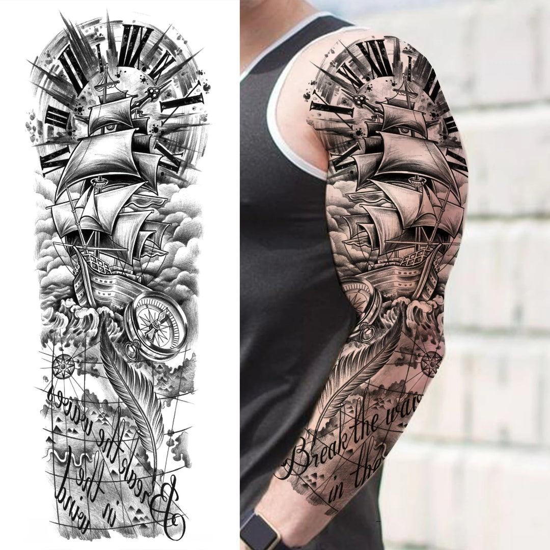 Wilder Temporary Tattoo Sleeve | Maori, Wolf, Lion, Tiger Designs