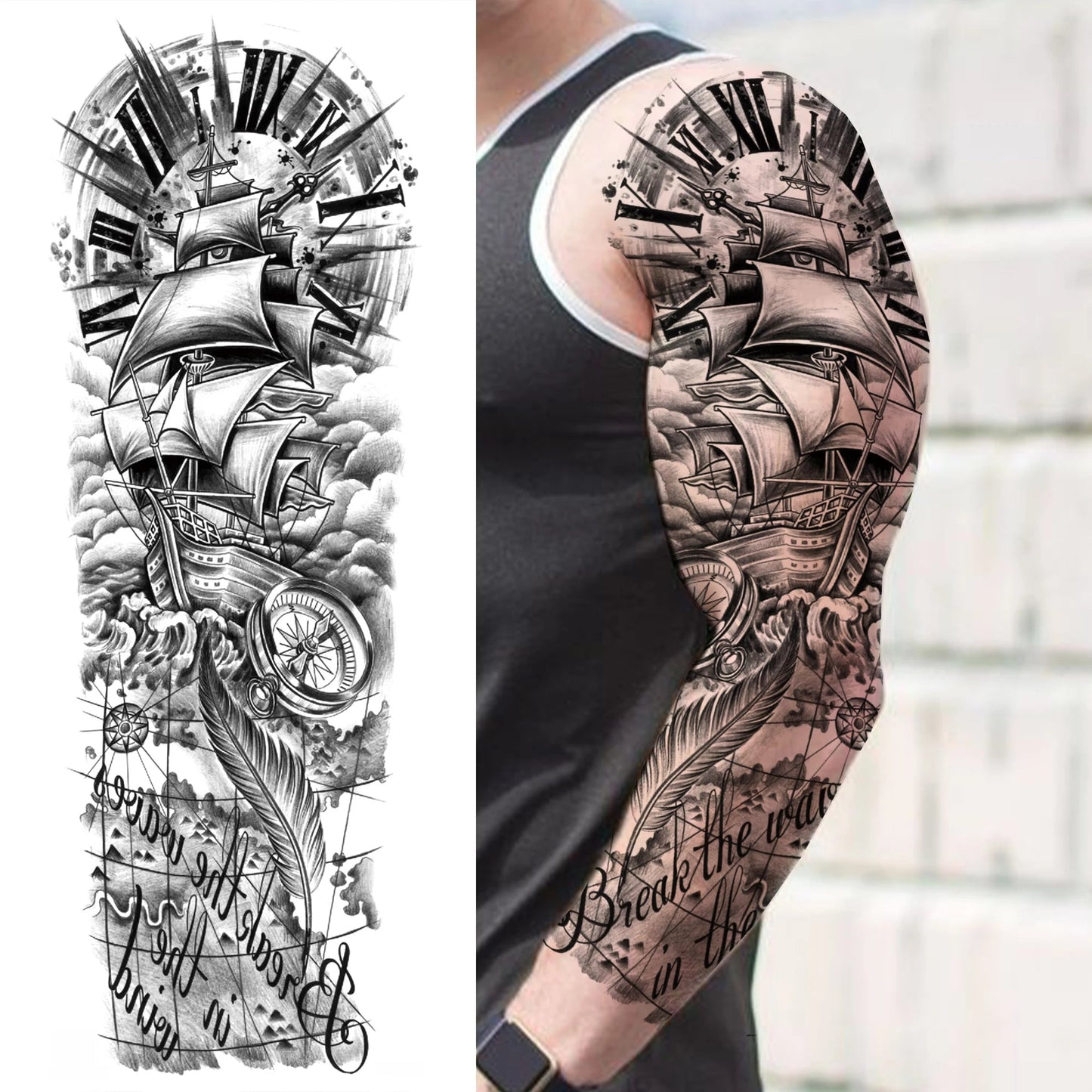 Wilder Temporary Tattoo Sleeve | Maori, Wolf, Lion, Tiger Designs