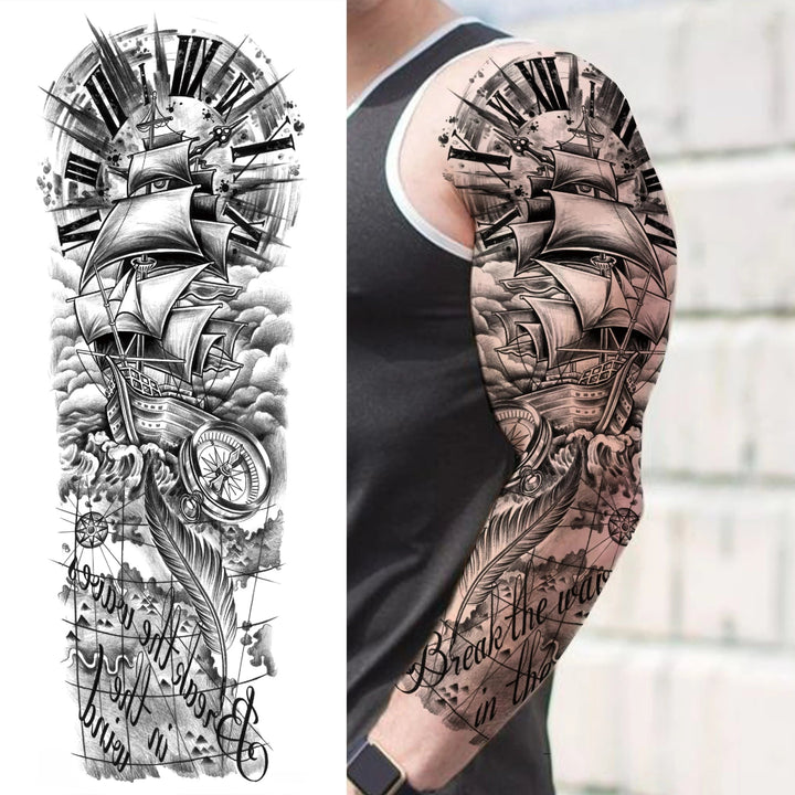 Wilder Temporary Tattoo Sleeve | Maori, Wolf, Lion, Tiger Designs