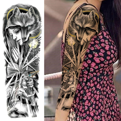 Wilder Temporary Tattoo Sleeve | Maori, Wolf, Lion, Tiger Designs