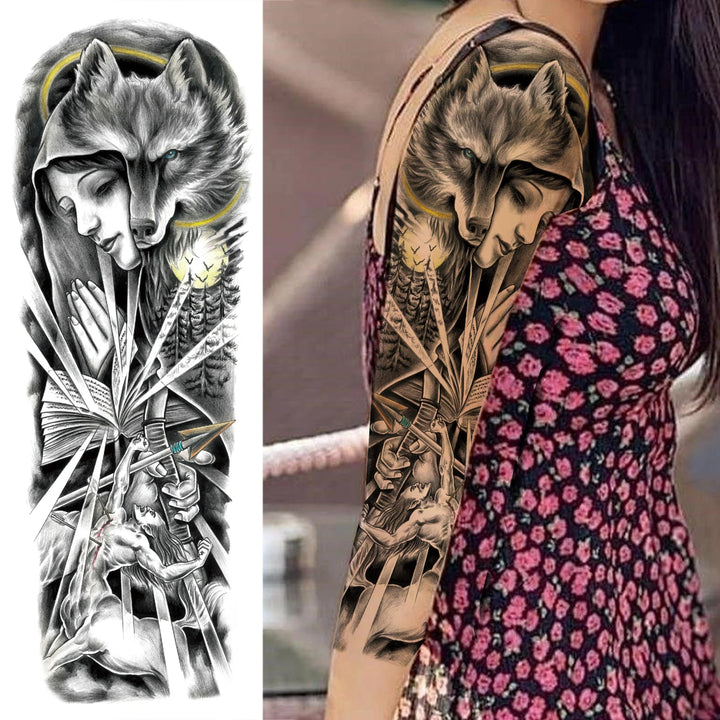 Wilder Temporary Tattoo Sleeve | Maori, Wolf, Lion, Tiger Designs