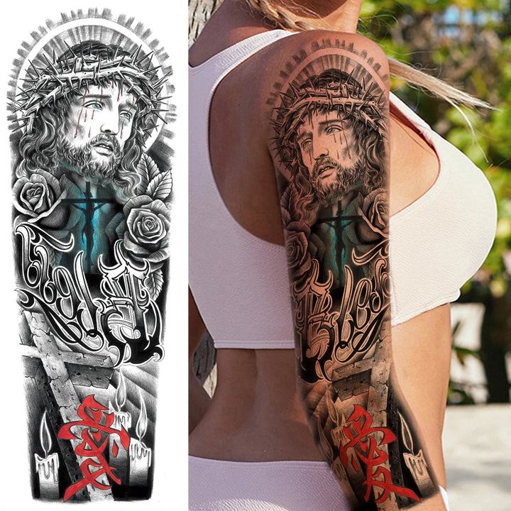 Wilder Temporary Tattoo Sleeve | Maori, Wolf, Lion, Tiger Designs