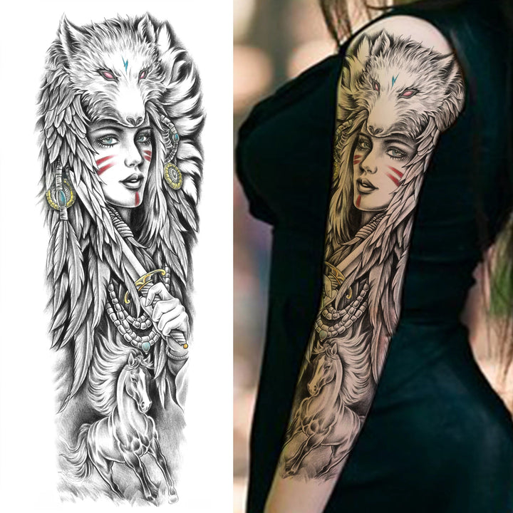 Wilder Temporary Tattoo Sleeve | Maori, Wolf, Lion, Tiger Designs