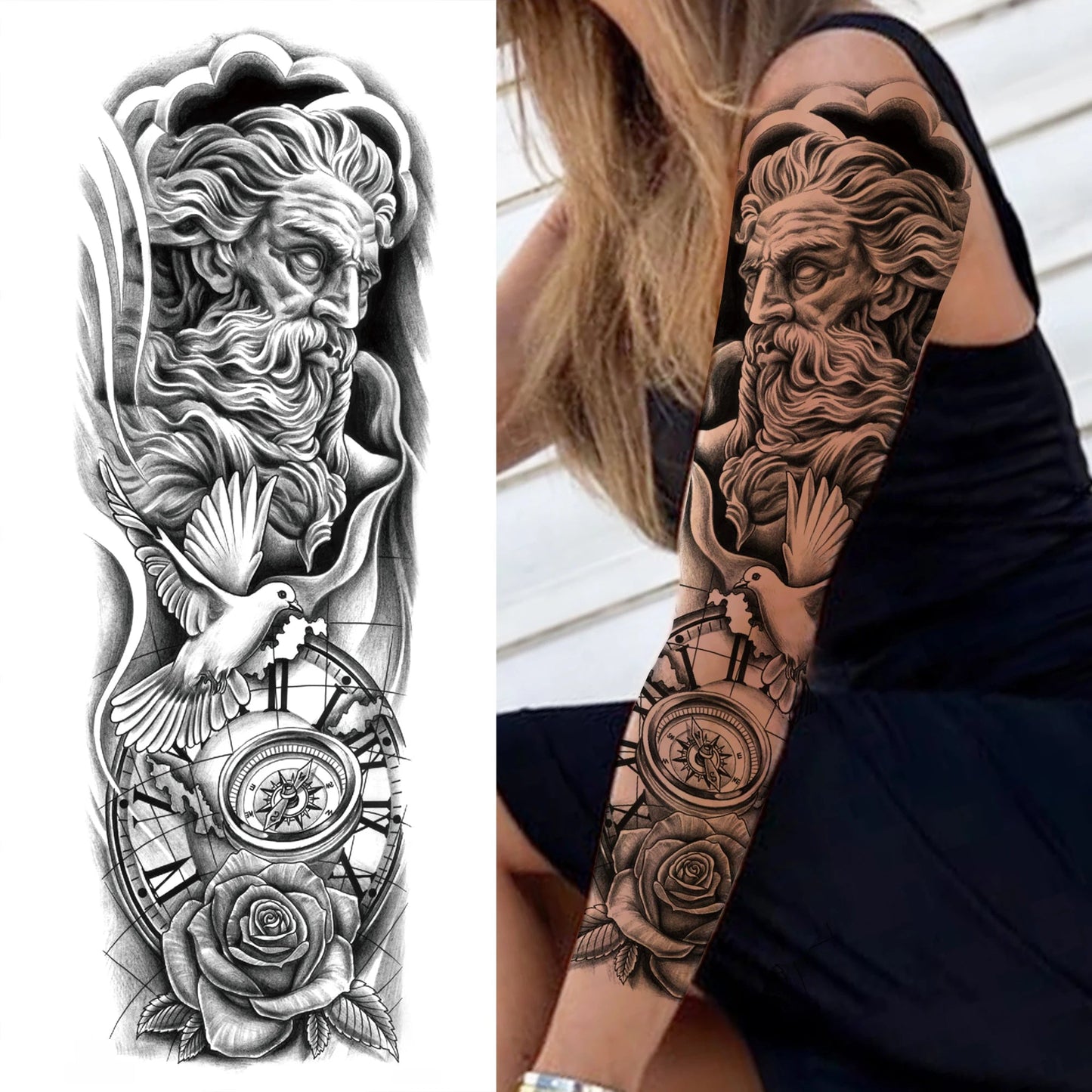 Wilder Temporary Tattoo Sleeve | Maori, Wolf, Lion, Tiger Designs