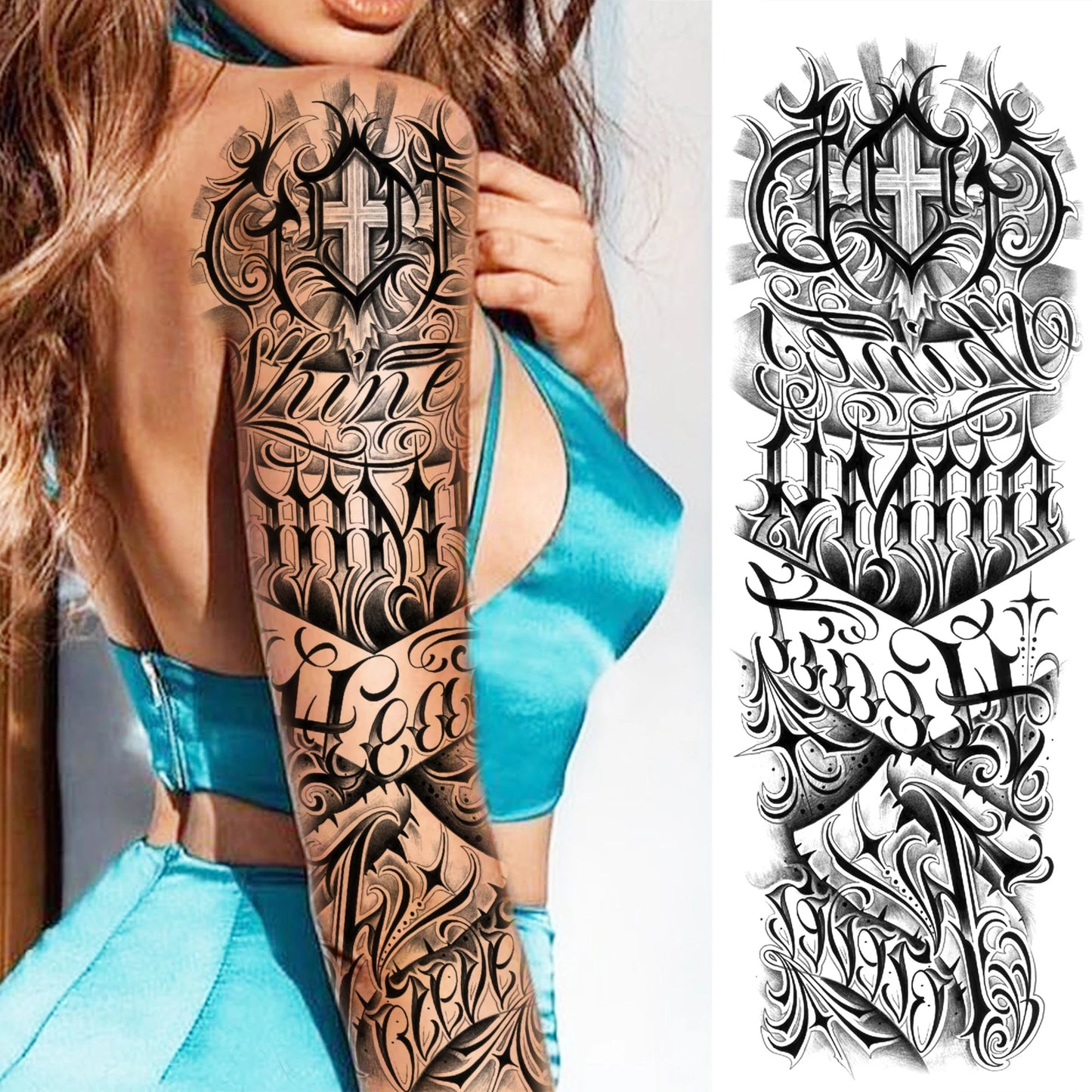 Wilder Temporary Tattoo Sleeve | Maori, Wolf, Lion, Tiger Designs