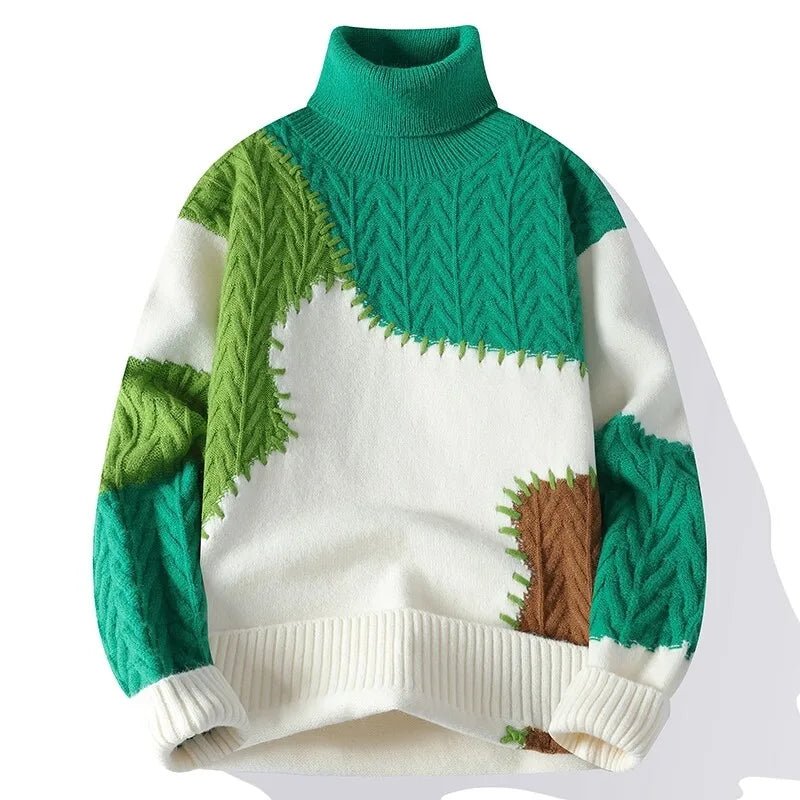"Wilderness" Patchwork Sweater (Black XS) - | Zavonix