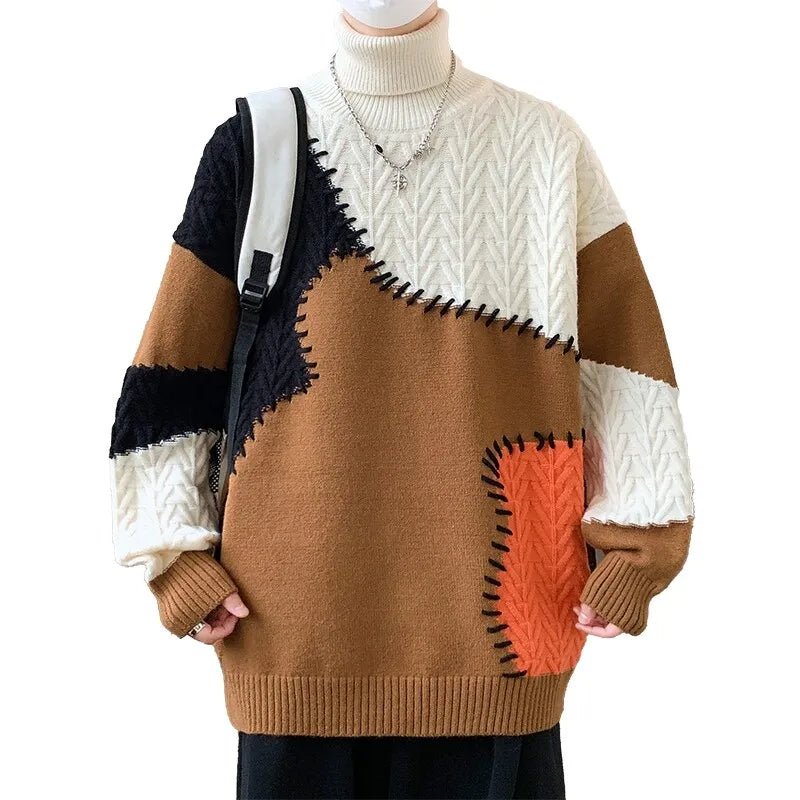 "Wilderness" Patchwork Sweater (Red XS) - | Zavonix