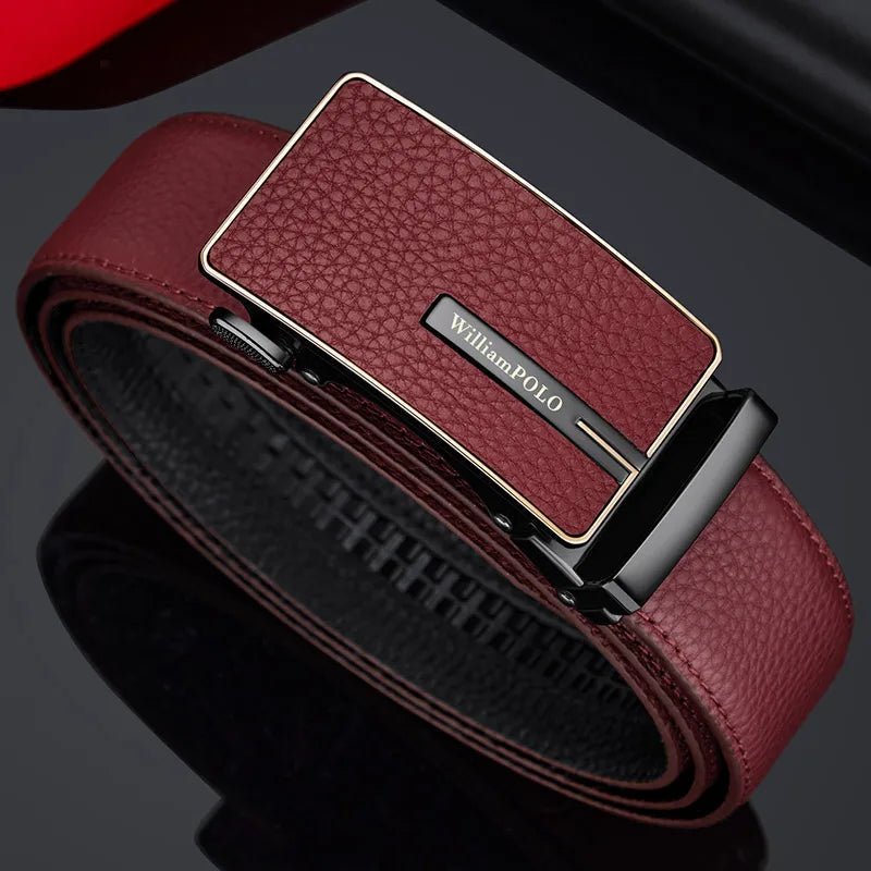 "William Polo" Genuine Leather Belt Premium (Red 41.3" / 105cm) - | Zavonix