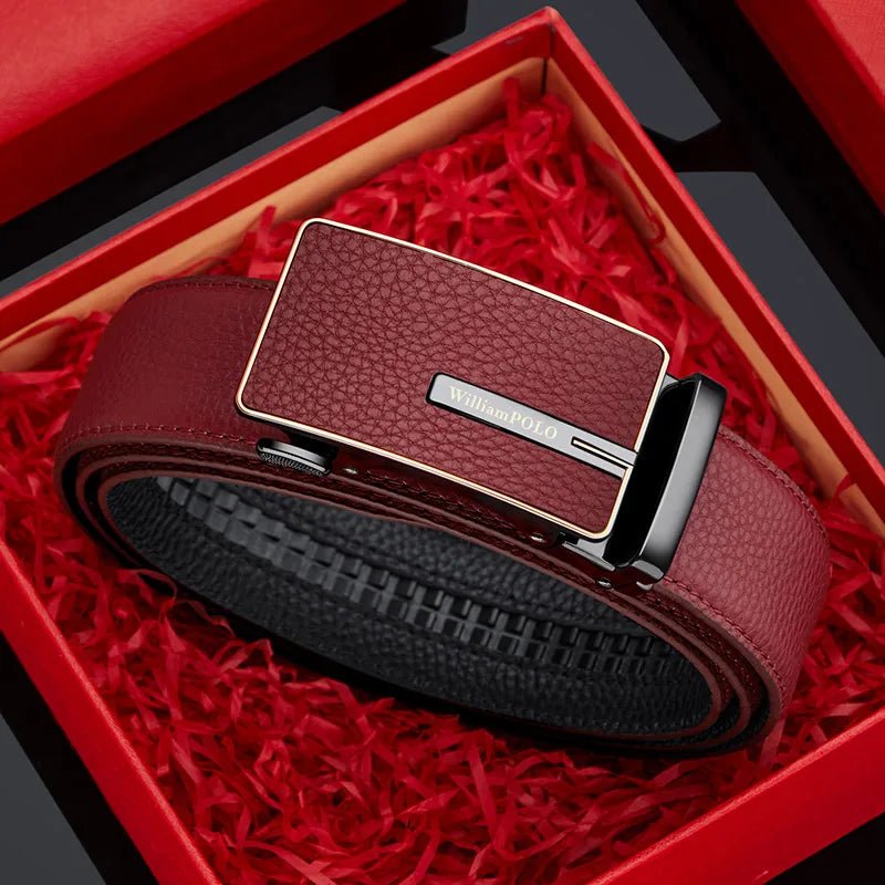 "William Polo" Genuine Leather Belt Premium (Red 41.3" / 105cm) - | Zavonix