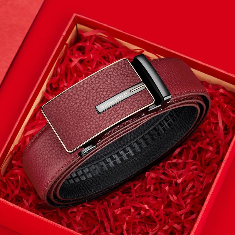 "William Polo" Genuine Leather Belt Premium (Red 41.3" / 105cm) - | Zavonix