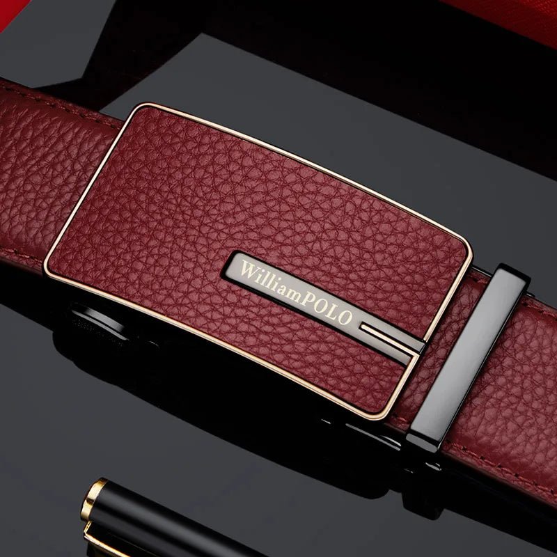 "William Polo" Genuine Leather Belt Premium (Red 41.3" / 105cm) - | Zavonix