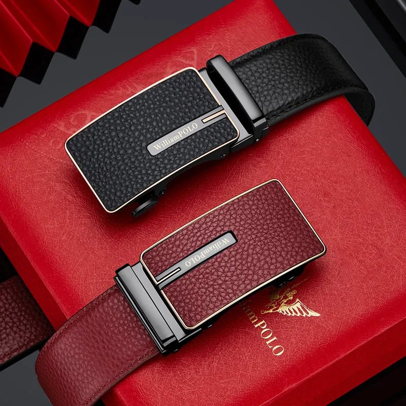 "William Polo" Genuine Leather Belt Premium (Red 41.3" / 105cm) - | Zavonix