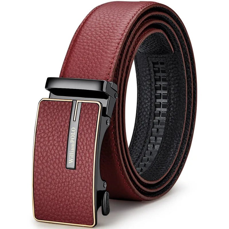 "William Polo" Genuine Leather Belt Premium (Red 41.3" / 105cm) - | Zavonix