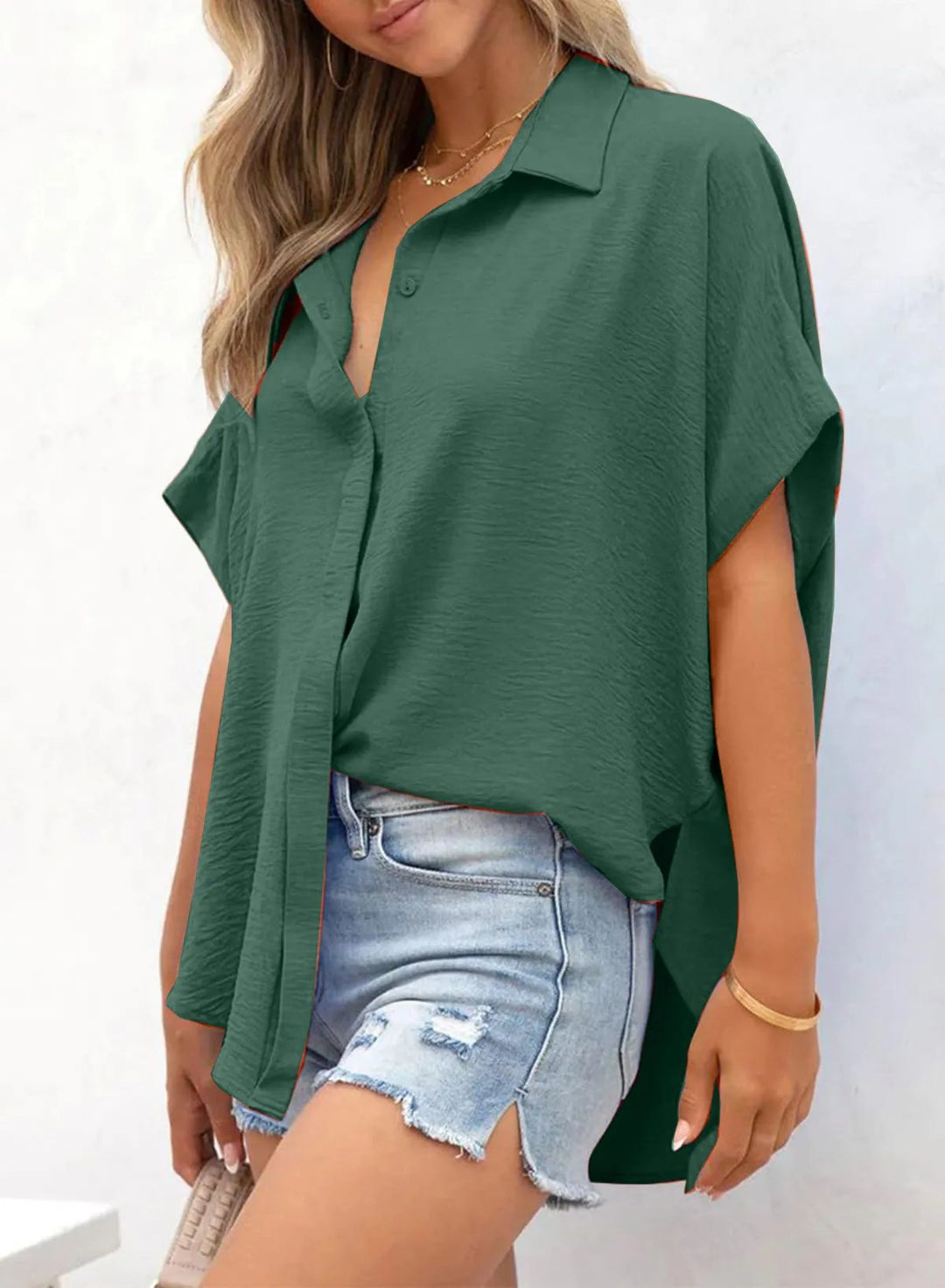 Willow Airy V Neck Oversized Blouse Product Image 02