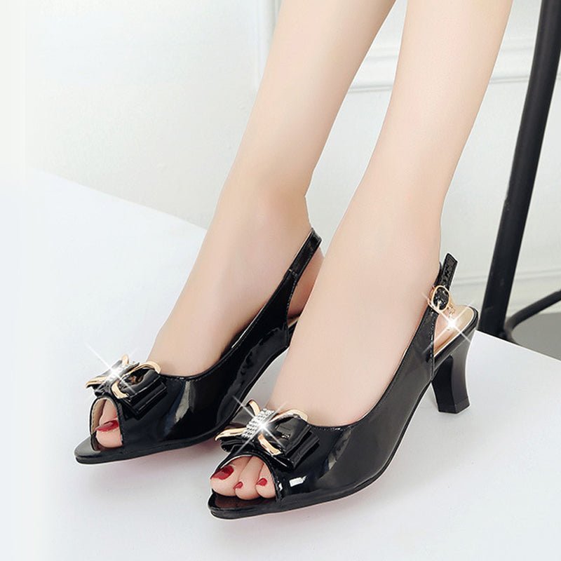 Willow Mid Heel Peep Toe Slingback Sandals Product Image 06