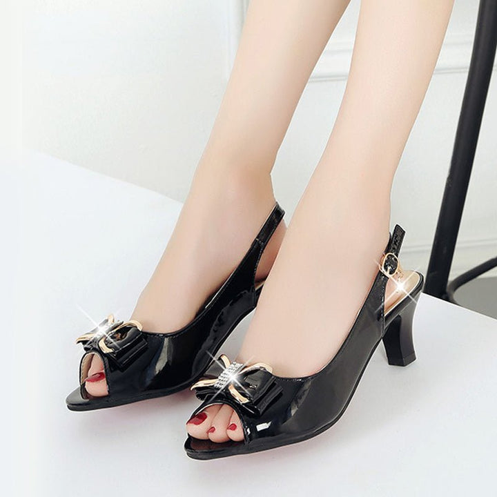 Willow Mid Heel Peep Toe Slingback Sandals Product Image 06