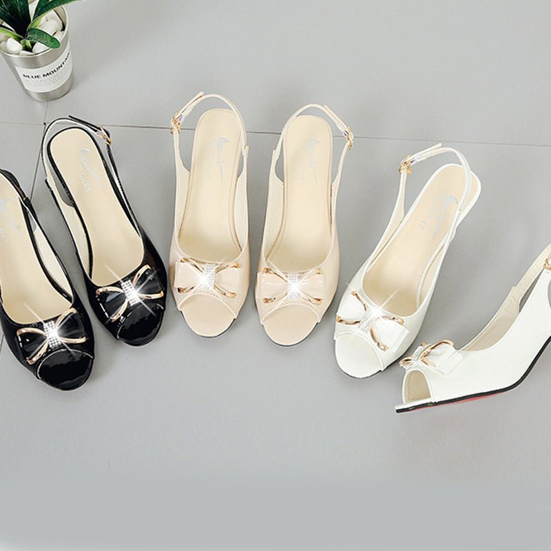 Willow Mid Heel Peep Toe Slingback Sandals Product Image 09