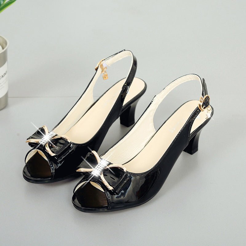 Willow Mid Heel Peep Toe Slingback Sandals Product Image 11