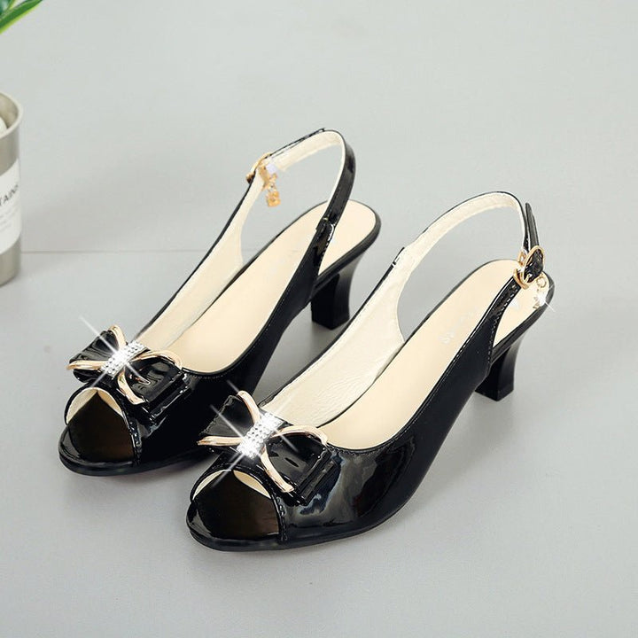 Willow Mid Heel Peep Toe Slingback Sandals Product Image 11