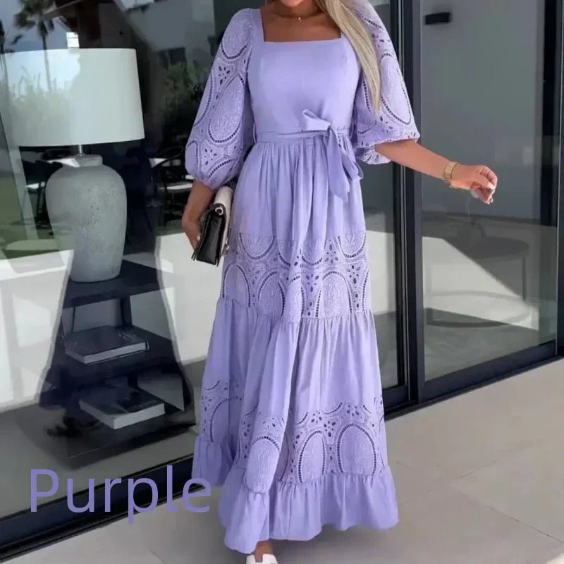 Willow Patchwork Tie Waist Square Neck Maxi Dress Product Image 10