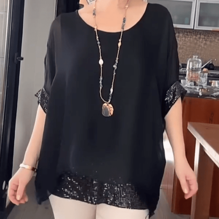 Willow Sequin Trim Relaxed Blouse Product Image 01