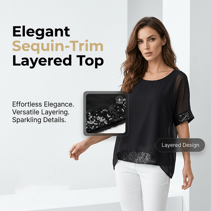 Willow Sequin Trim Relaxed Blouse Product Image 02