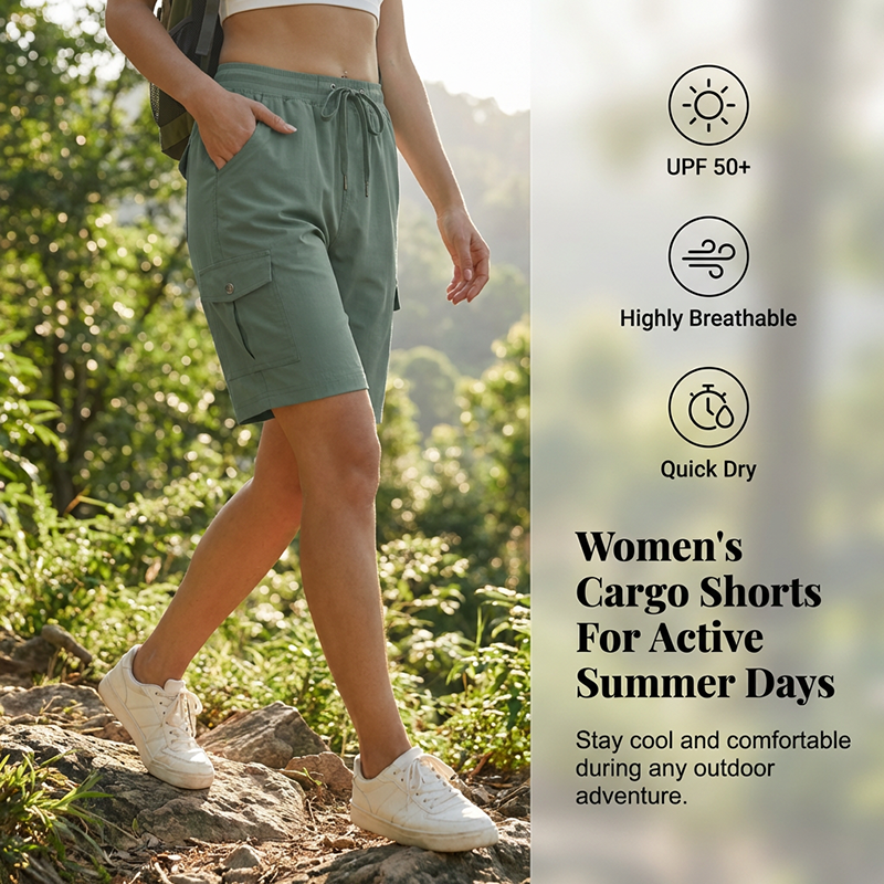 Willow Womens Quick Dry Cargo Shorts Secure Pockets Product Image 02