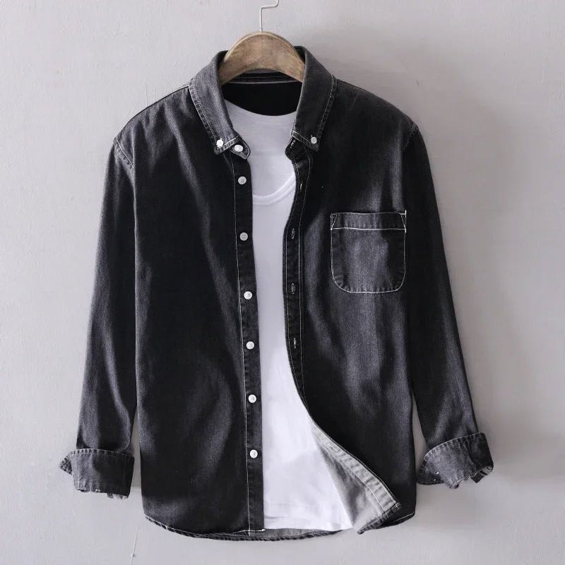 Westlake Denim Shirt (Black S) - Denim shirt | Zavonix